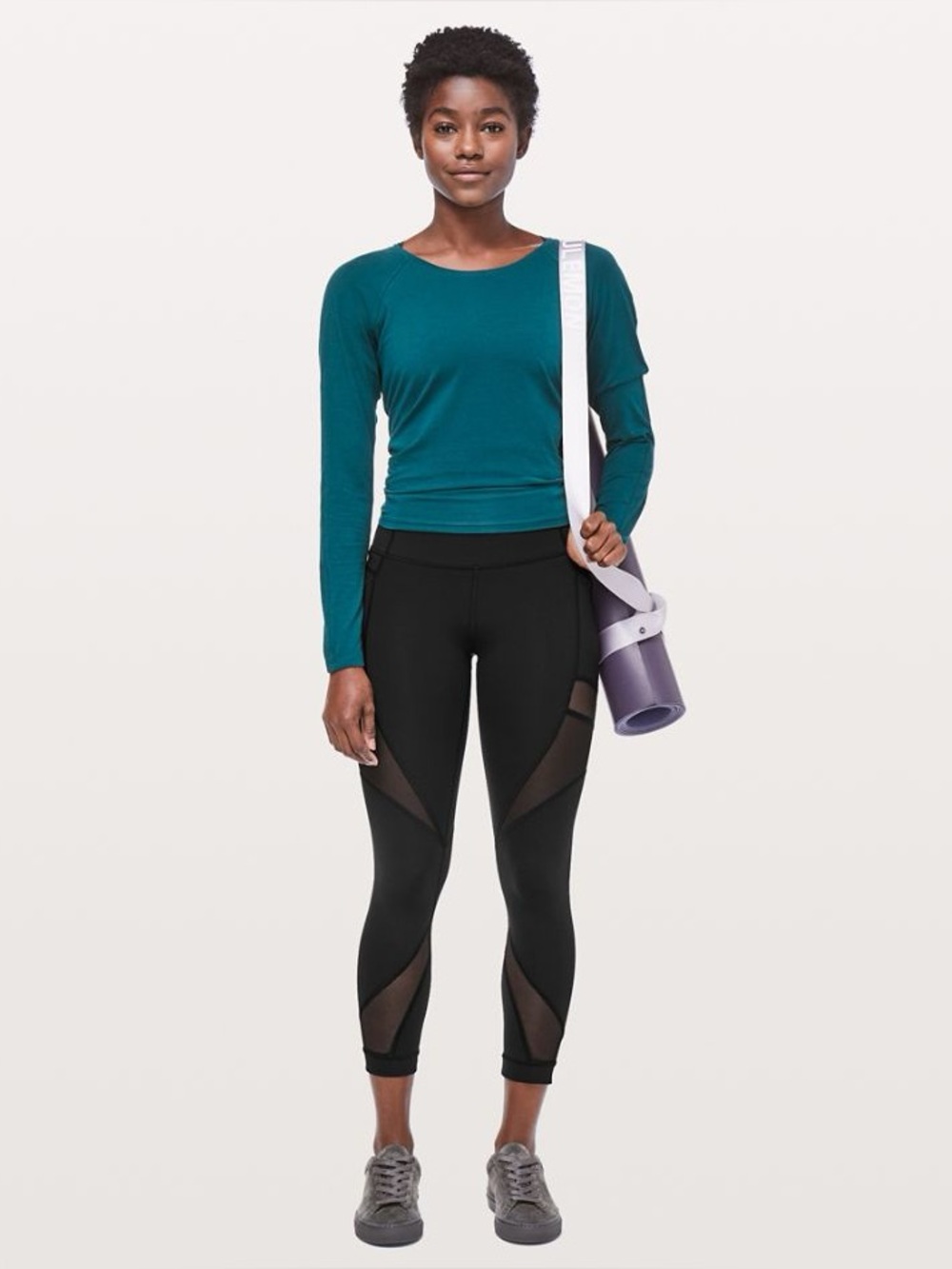 Lululemon Mesh In Motion Crop 23” High Rise Yoga Athletic Leggings Black size 4